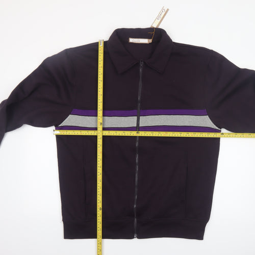 Cavallo Men's Black XL Full Zip Striped Casual Jacket