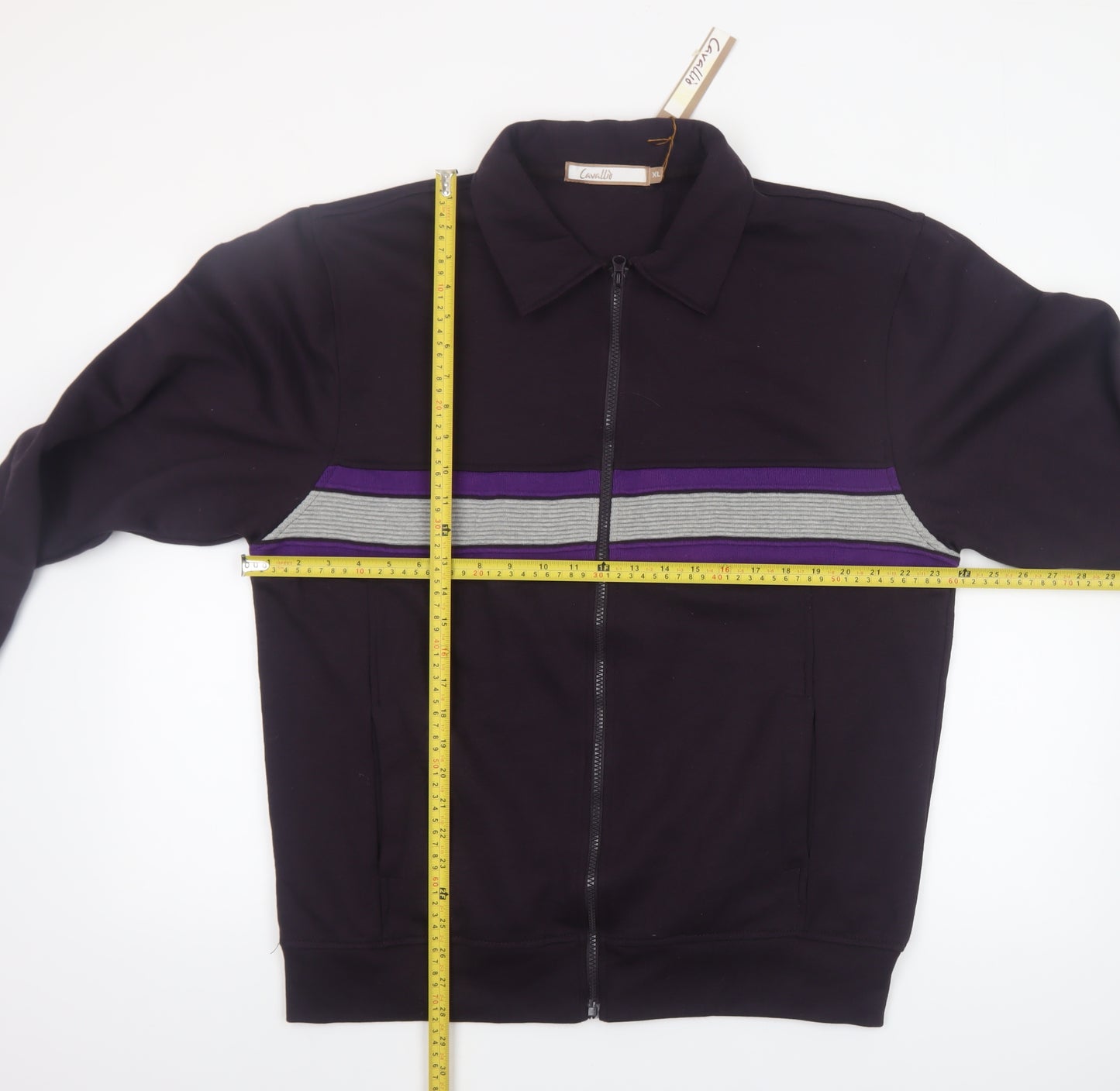 Cavallo Men's Black XL Full Zip Striped Casual Jacket