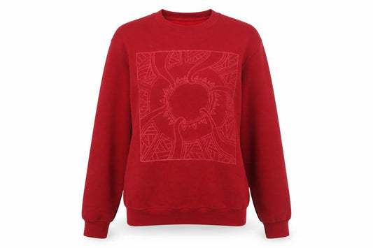 Front view of Gildan Heavy Blend Red Crew Neck Women's Sweatshirt, size S