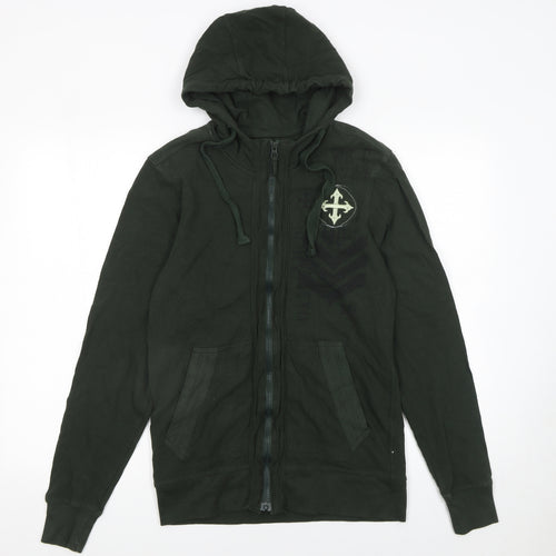 Black Jack Men's Green Full Zip Hoodie Size S Army Style Cotton