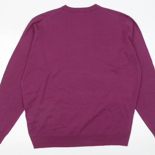 James Pringle Men’s Purple 2XL V-Neck Acrylic Pullover Jumper