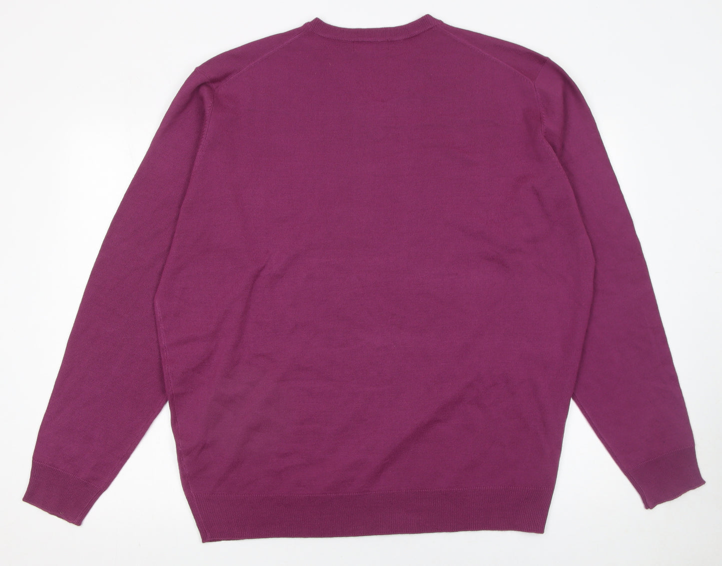 James Pringle Men’s Purple 2XL V-Neck Acrylic Pullover Jumper