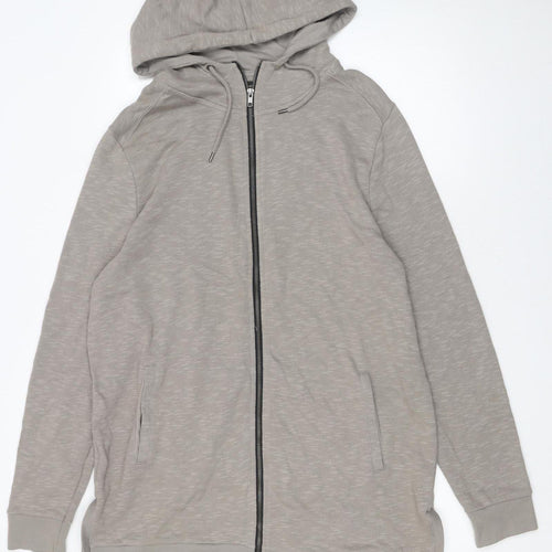 River Island Men's Beige Full Zip Hoodie Size L Cotton Casual