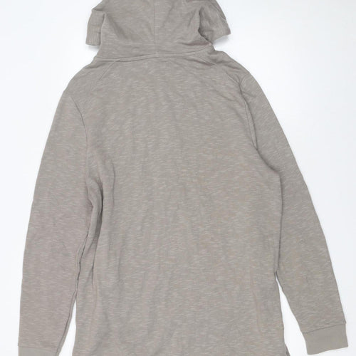River Island Men's Beige Full Zip Hoodie Size L Cotton Casual