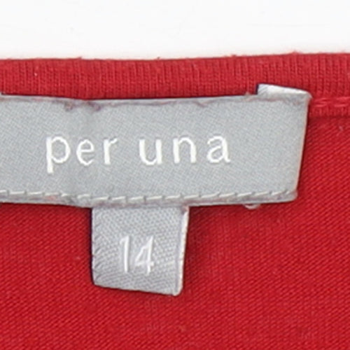 Marks and Spencer Per Una Red Long Sleeve V-Neck Bohemian Blouse Size 14