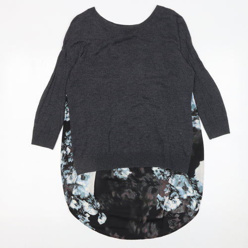 River Island Women Grey Floral Back Pullover Jumper Size 8
