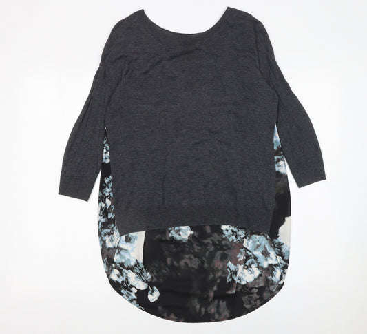 River Island Women Grey Floral Back Pullover Jumper Size 8
