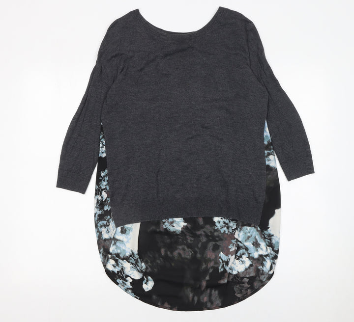 River Island Women Grey Floral Back Pullover Jumper Size 8