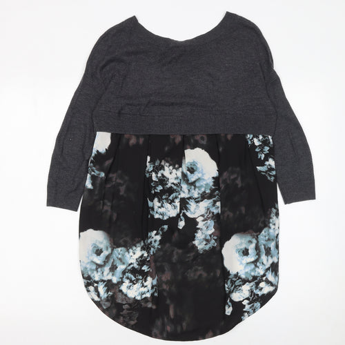 River Island Women Grey Floral Back Pullover Jumper Size 8