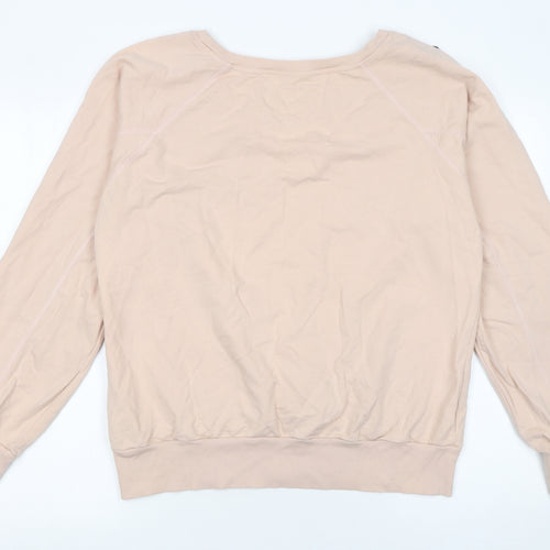 Next Womens Beige Sequin Embellished Cotton Sweatshirt Size 14