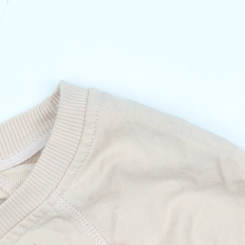 Next Womens Beige Sequin Embellished Cotton Sweatshirt Size 14