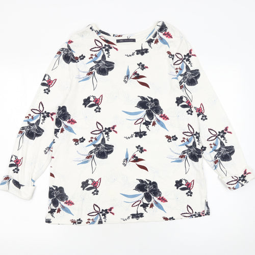 Marks and Spencer Women's Multicoloured Floral Long Sleeve Jersey T-Shirt Size 14