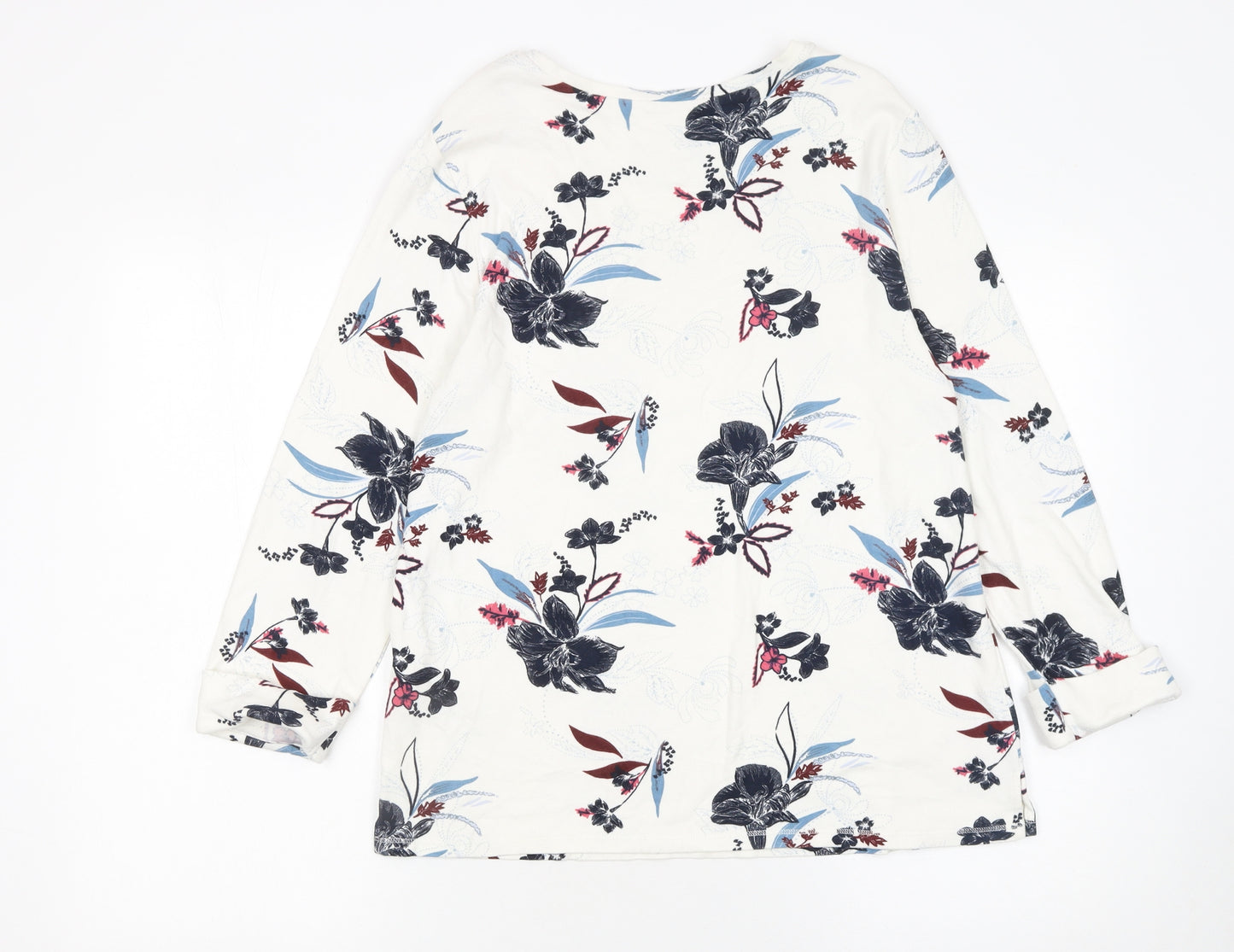 Marks and Spencer Women's Multicoloured Floral Long Sleeve Jersey T-Shirt Size 14