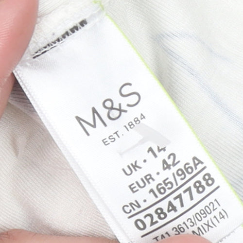 Marks and Spencer Women's Multicoloured Floral Long Sleeve Jersey T-Shirt Size 14