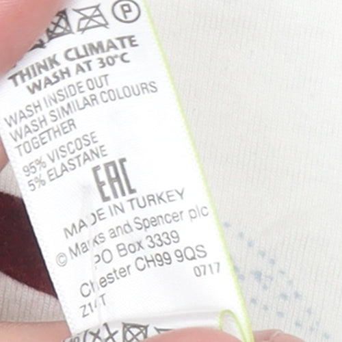 Marks and Spencer Women's Multicoloured Floral Long Sleeve Jersey T-Shirt Size 14