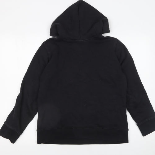 Adidas Womens Black Pullover Hoodie UK 8 Cotton Logo Hooded Sweatshirt