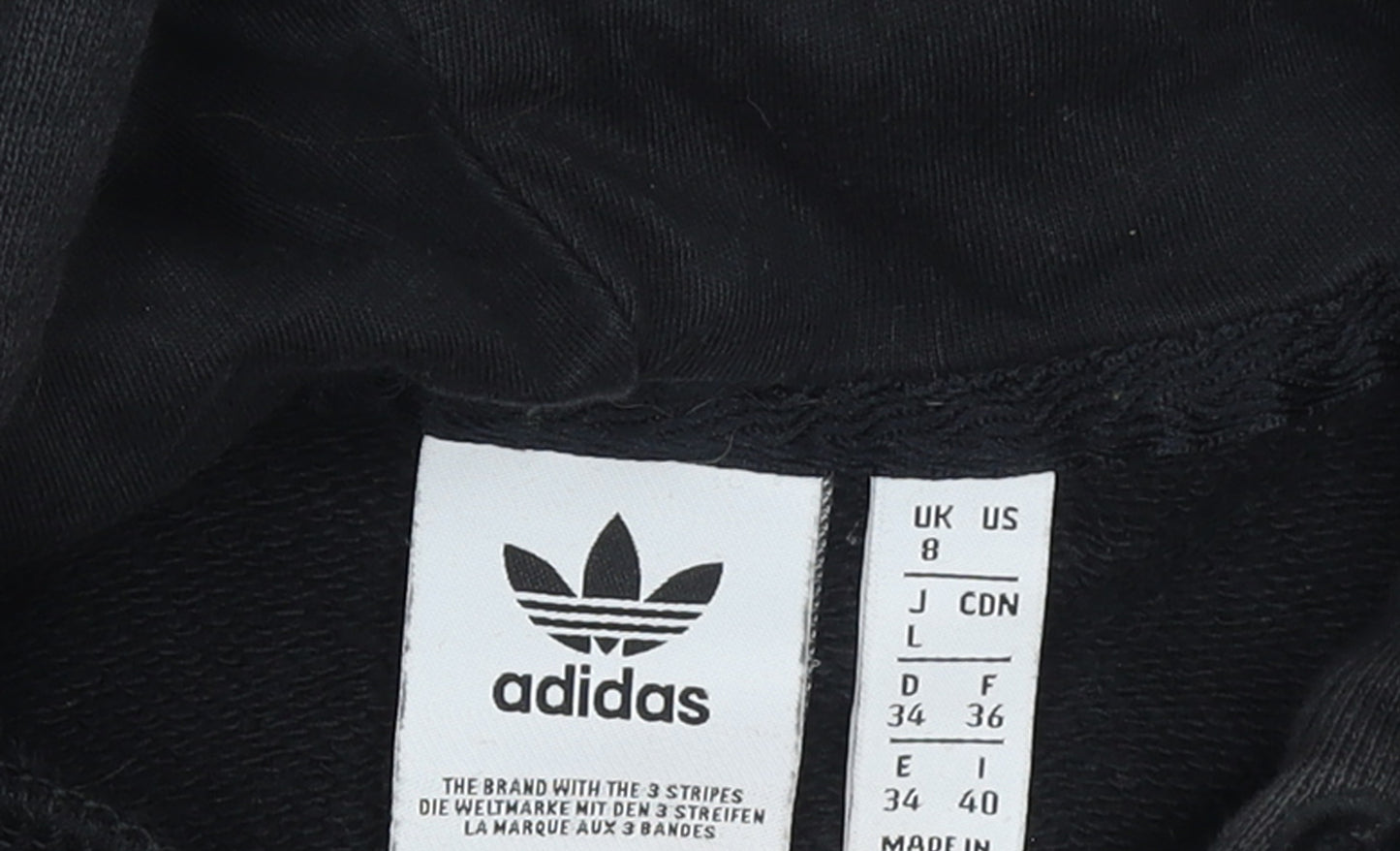 Adidas Womens Black Pullover Hoodie UK 8 Cotton Logo Hooded Sweatshirt