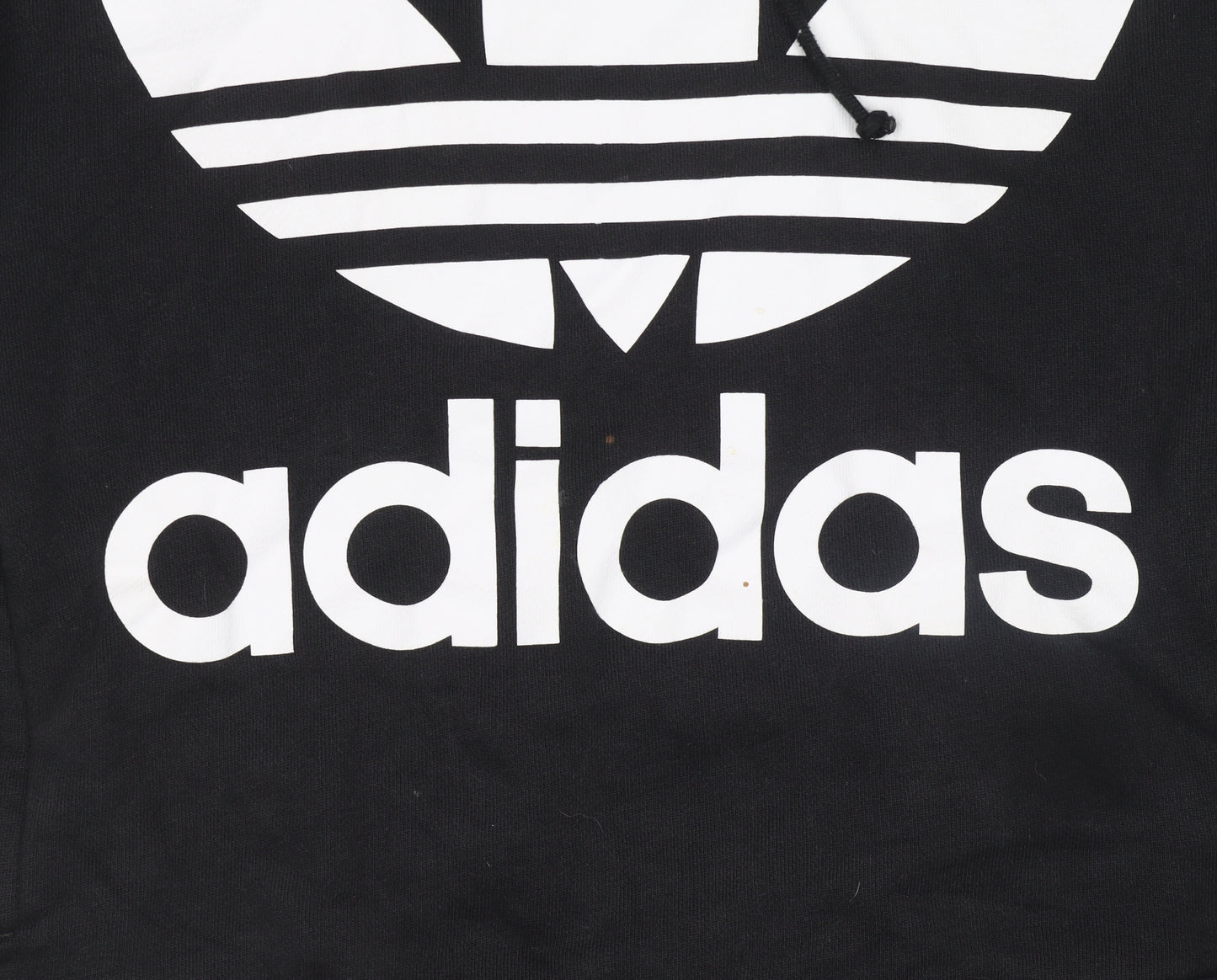 Adidas Womens Black Pullover Hoodie UK 8 Cotton Logo Hooded Sweatshirt