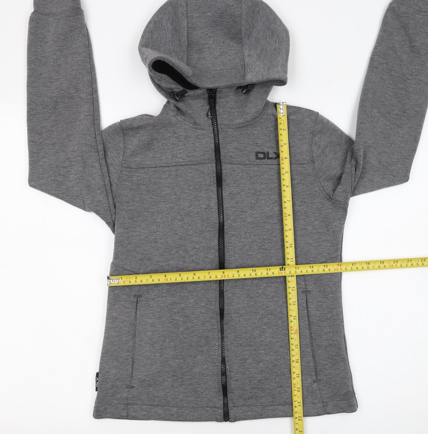 DLX Athletic Womens Grey Full Zip Hoodie XXS Polyester Blend