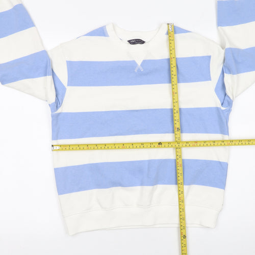 Marks and Spencer Women Blue White Striped Cotton Pullover Sweatshirt Size 8