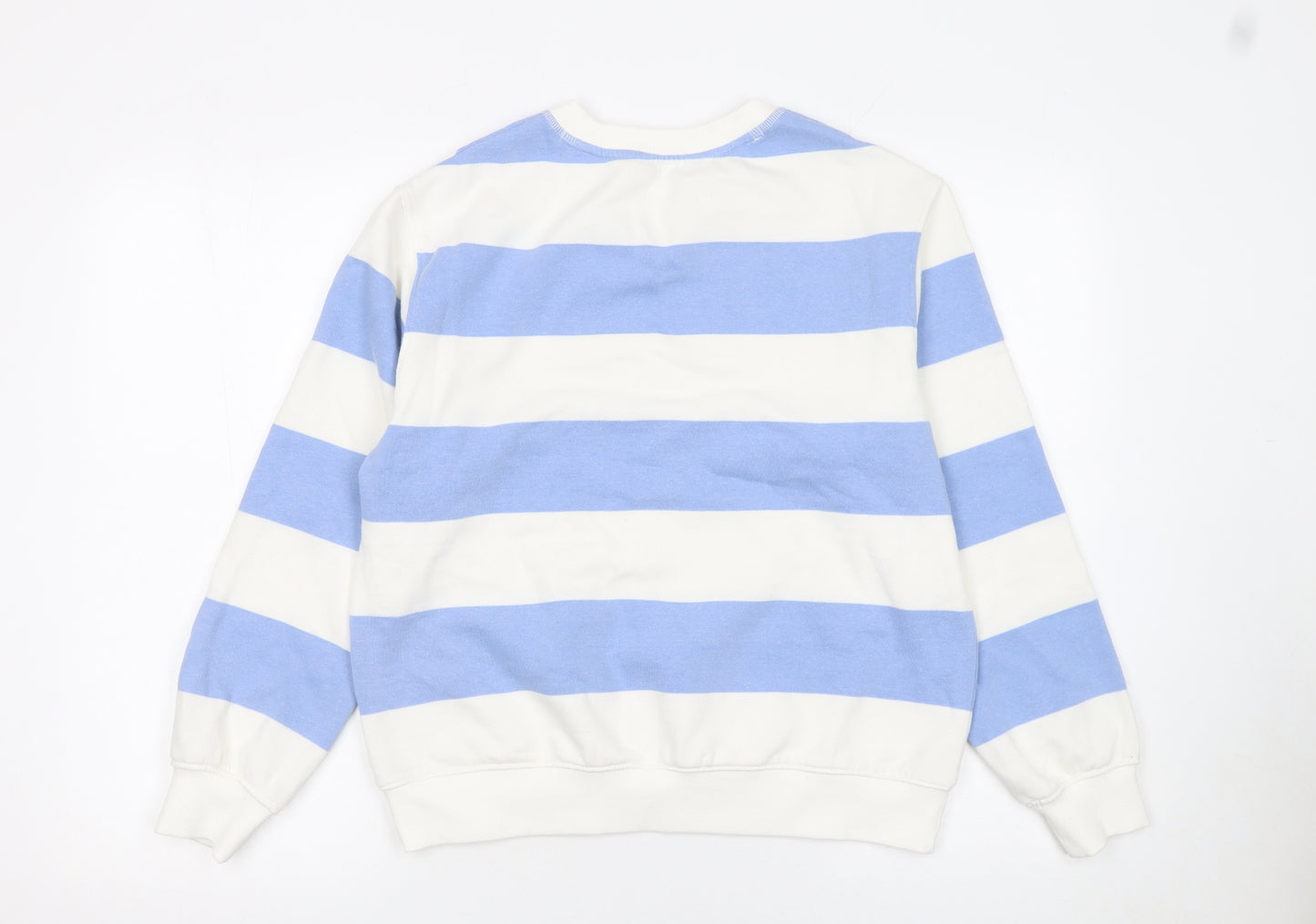 Marks and Spencer Women Blue White Striped Cotton Pullover Sweatshirt Size 8