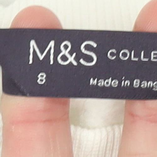Marks and Spencer Women Blue White Striped Cotton Pullover Sweatshirt Size 8