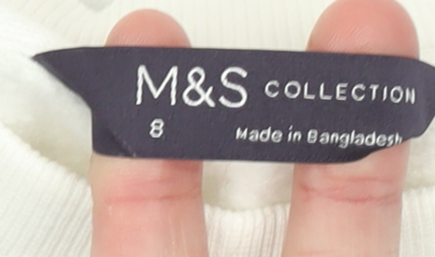 Marks and Spencer Women Blue White Striped Cotton Pullover Sweatshirt Size 8