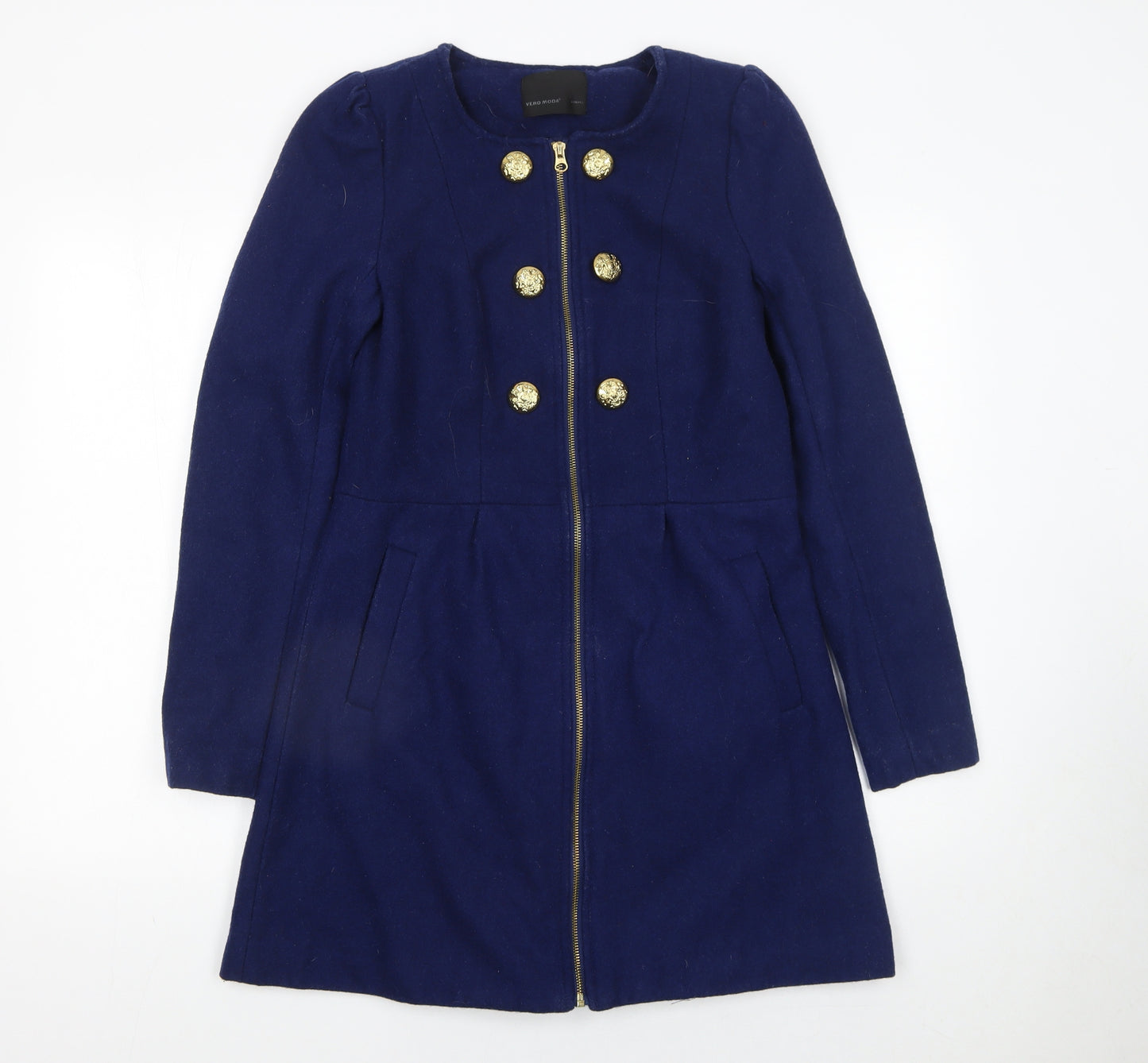 Vero Moda Women's Blue Wool Blend Military Coat XS