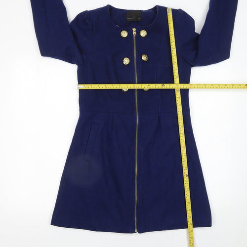 Vero Moda Women's Blue Wool Blend Military Coat XS