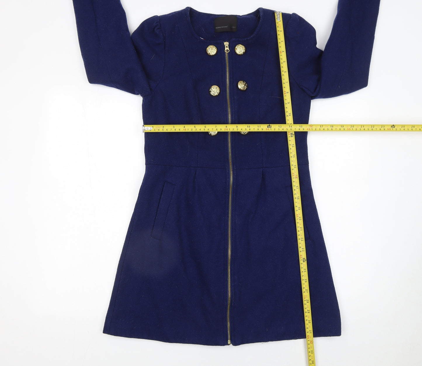 Vero Moda Women's Blue Wool Blend Military Coat XS