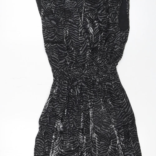 River Island Women’s Black Animal Print Sleeveless Shift Dress Size 8