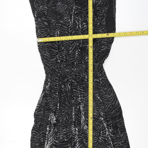 River Island Women’s Black Animal Print Sleeveless Shift Dress Size 8