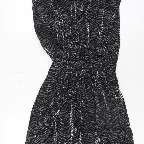 River Island Women’s Black Animal Print Sleeveless Shift Dress Size 8