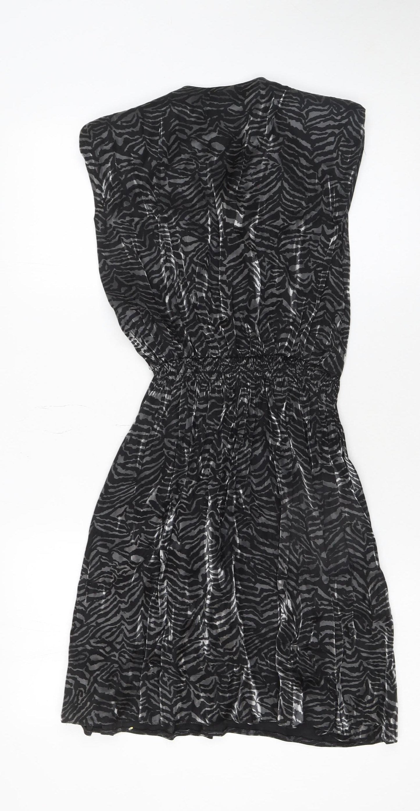 River Island Women’s Black Animal Print Sleeveless Shift Dress Size 8