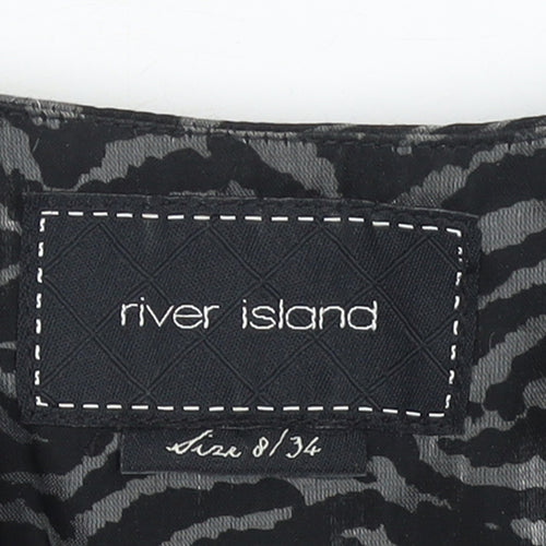 River Island Women’s Black Animal Print Sleeveless Shift Dress Size 8