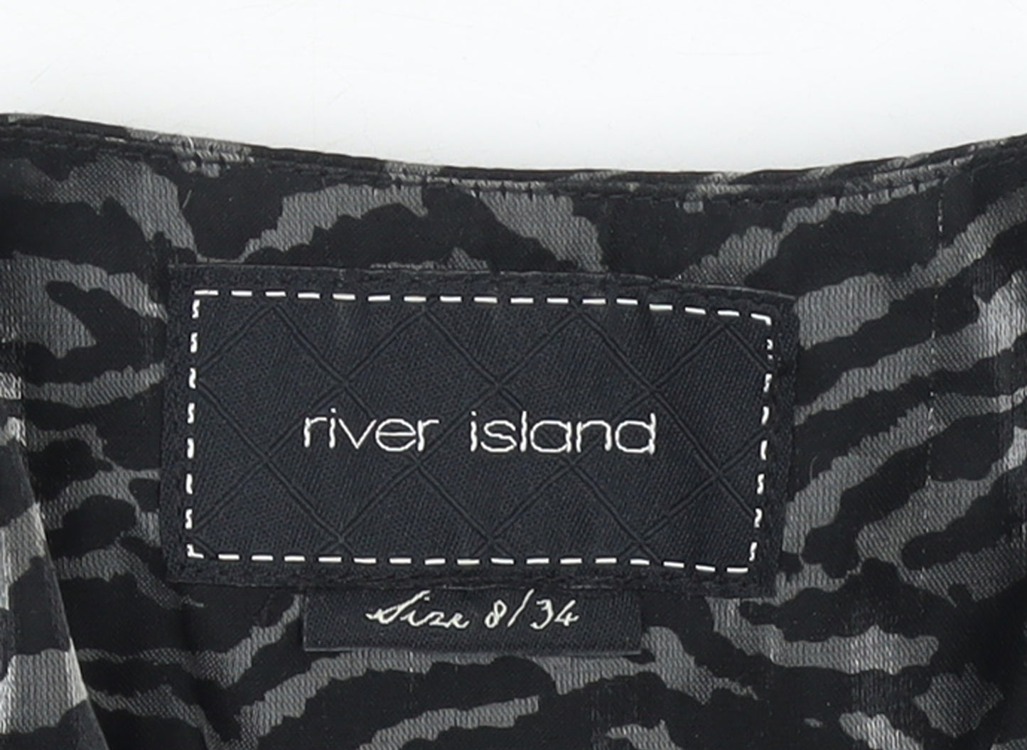 River Island Women’s Black Animal Print Sleeveless Shift Dress Size 8
