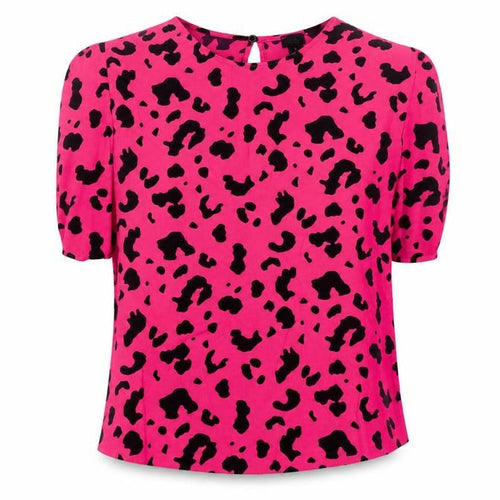 River Island Women's Pink Animal Print Blouse Size 8 Viscose Top