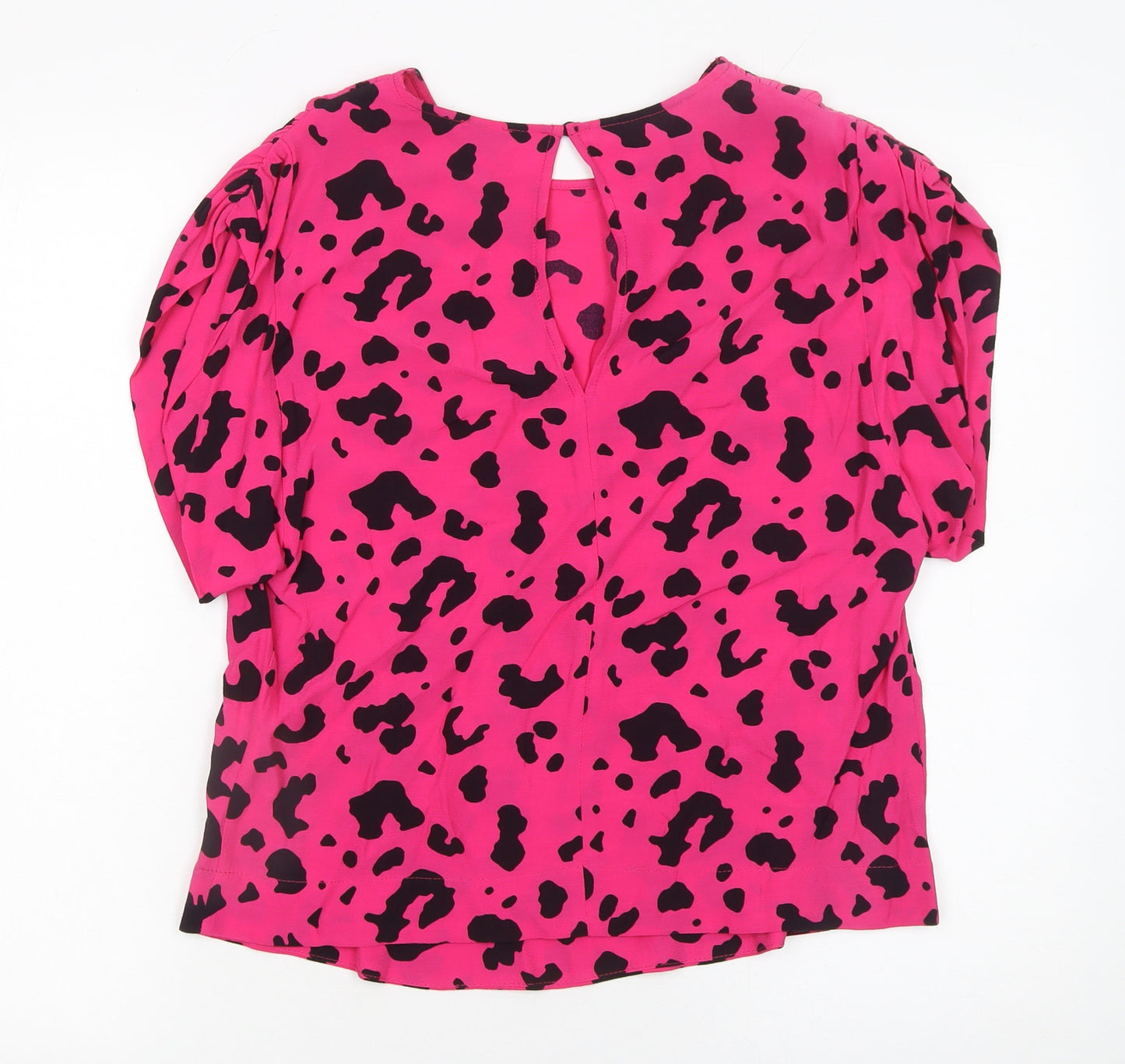 River Island Women's Pink Animal Print Blouse Size 8 Viscose Top