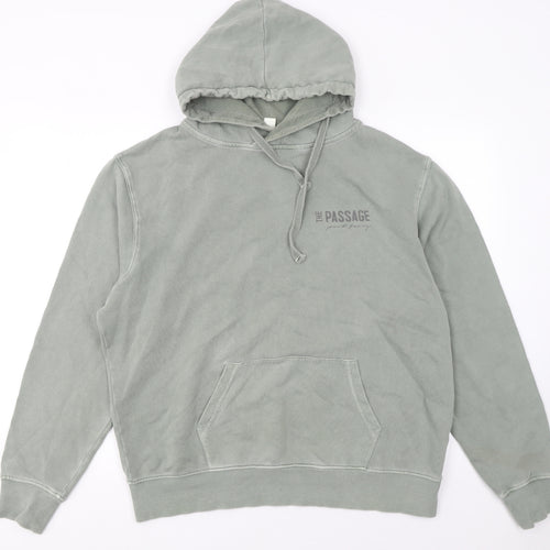T Name Men's Green Small Pullover Hoodie with Logo Print