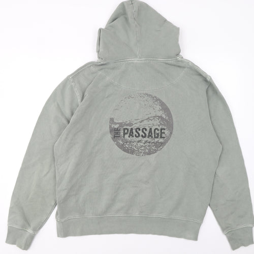 T Name Men's Green Small Pullover Hoodie with Logo Print