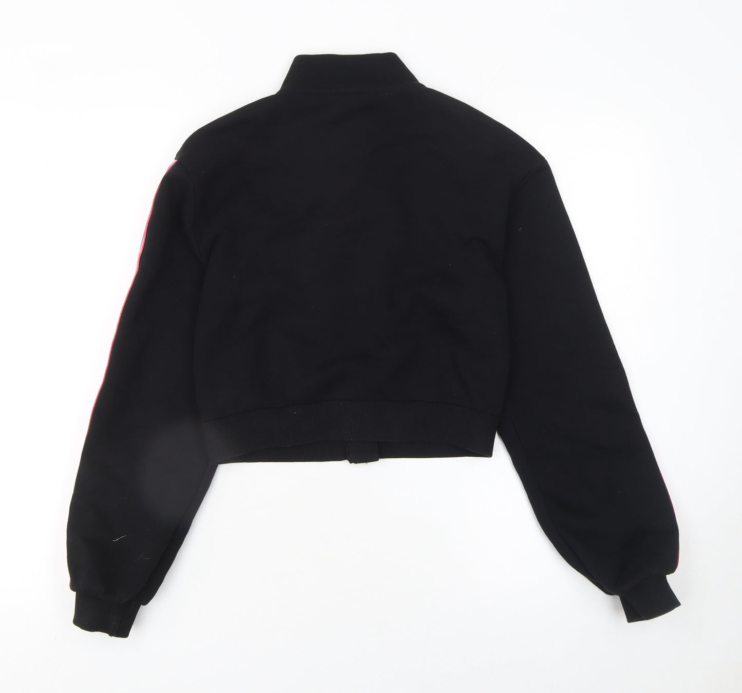 Matalan Girls Black Full Zip Hoodie 14 Years Pink Stripe Trim