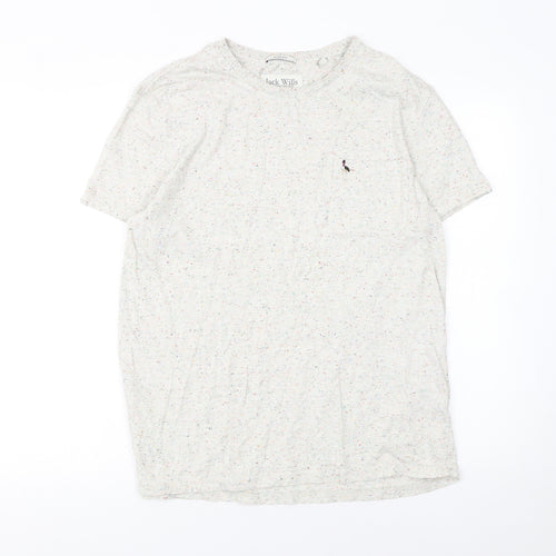 Jack Wills Men's Beige Speckled Slim Fit Crew Neck T-Shirt L