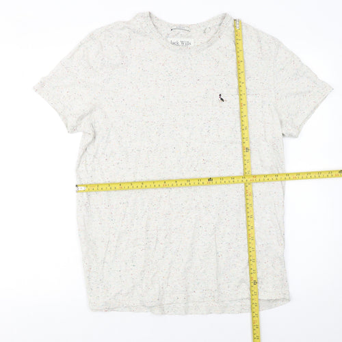 Jack Wills Men's Beige Speckled Slim Fit Crew Neck T-Shirt L
