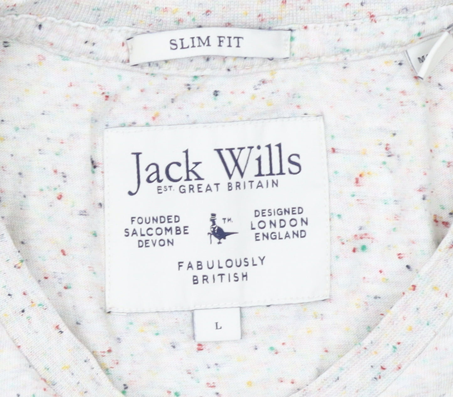 Jack Wills Men's Beige Speckled Slim Fit Crew Neck T-Shirt L