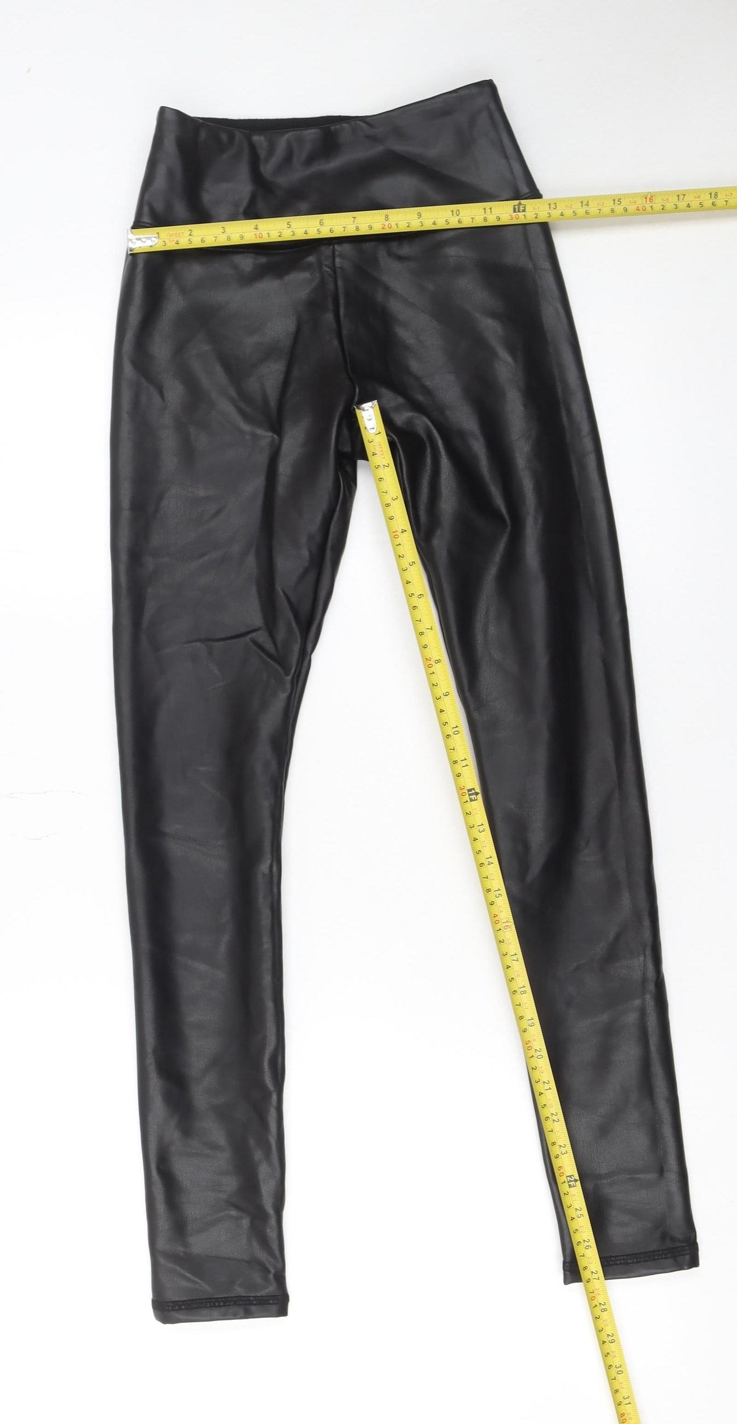 Hollister Women's Black Faux Leather High-Rise Leggings XS