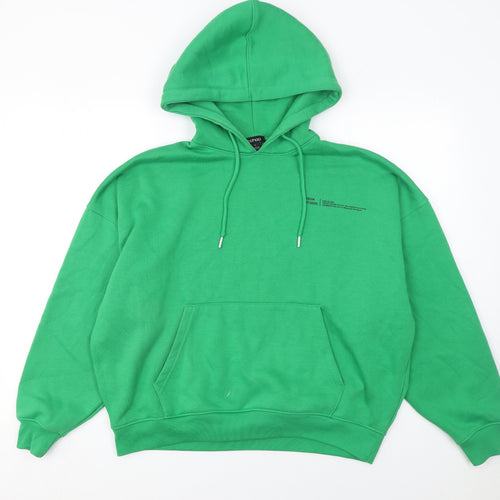 Boohoo Women's Green Small Pullover Hoodie – Casual Relaxed Fit Sweatshirt