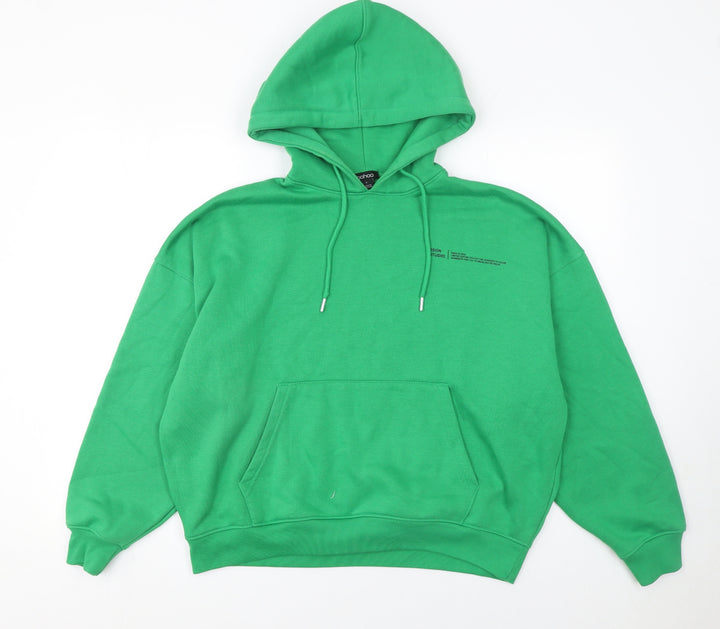 Boohoo Women's Green Small Pullover Hoodie – Casual Relaxed Fit Sweatshirt