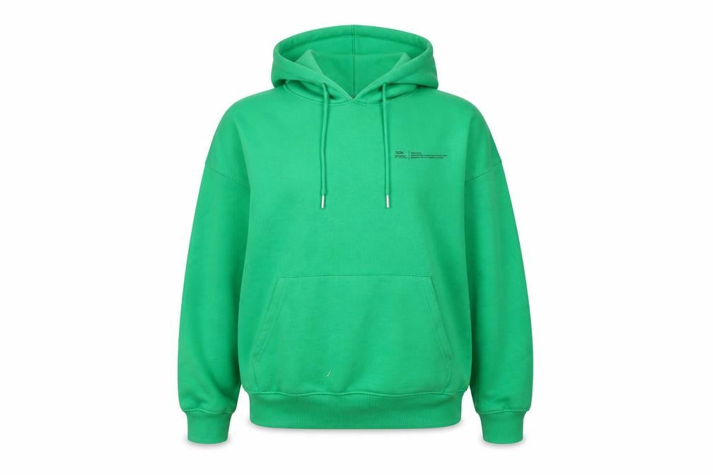 Front view of Boohoo Women's Green Small Pullover Hoodie – Casual Relaxed Fit Sweatshirt