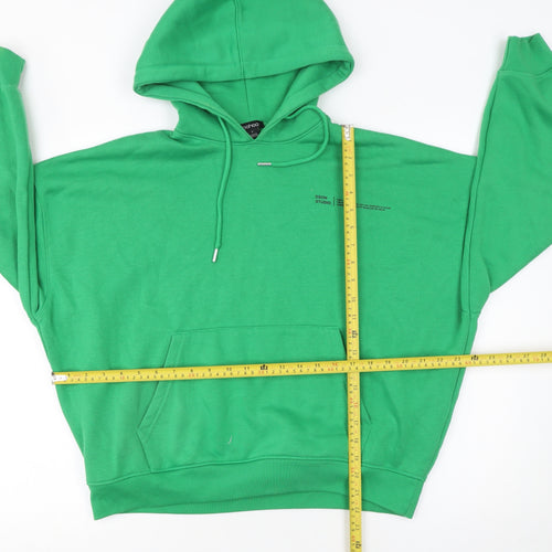 Boohoo Women's Green Small Pullover Hoodie – Casual Relaxed Fit Sweatshirt