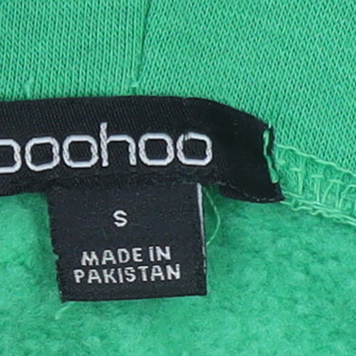Boohoo Women's Green Small Pullover Hoodie – Casual Relaxed Fit Sweatshirt